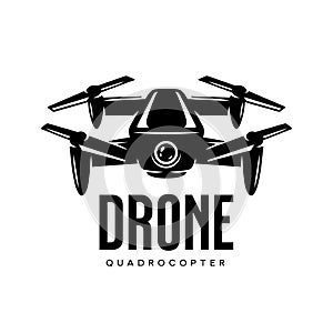 Drone quadrocopter emblem. Vector illustration.