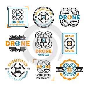 Drone or quadrocopter set of colored emblems