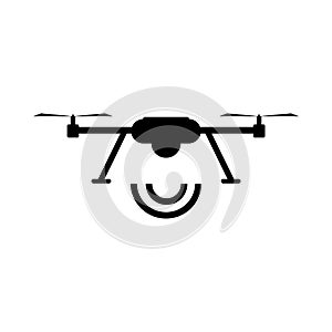 Drone with radio waves. Radar detection system flat icon isolated on white background