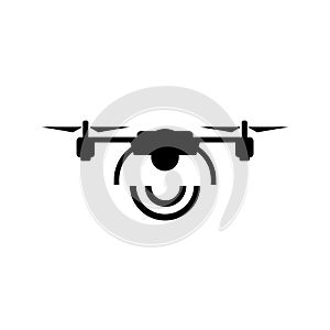 Drone with radio waves. Radar detection system flat icon isolated on white background