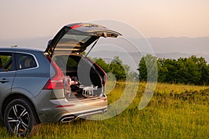 Drone ready for fly in suv trunk l