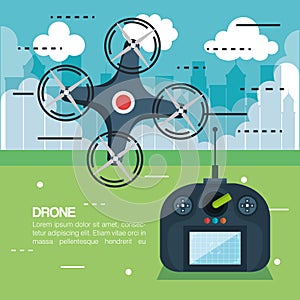 Drone with remote control technology icon