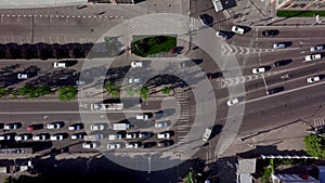 Drone`s Eye View - Directly above view of traffic jam on city road