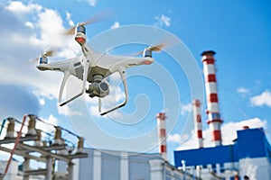 Drone service. power electrical station inspection photo