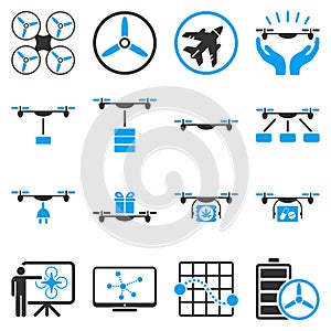 Drone shipment icon set