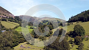 Drone Shoot over Welsh Farming Fields at Summer