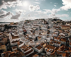 Drone shot of Alfama, Lisbon