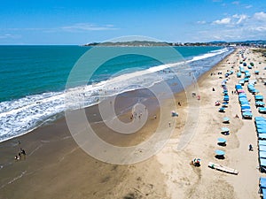 Drone shot of beach at Playas General Villamil, Ecuador