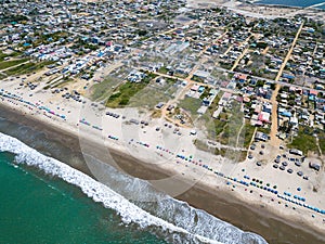 Drone shot of beach at Playas General Villamil, Ecuador