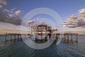 Drone shot of Brighton West Pier