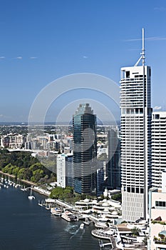 Drone shot of Brisbane city