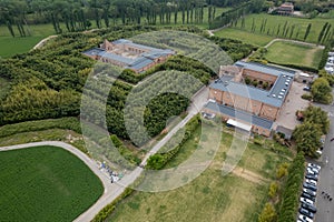 drone shot of Fontanellato Maze of Masone in Parma Province, Italy