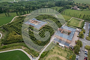 drone shot of Fontanellato Maze of Masone in Parma Province, Italy