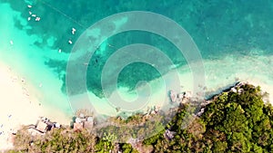 Drone shot on island beach of Labadee, Haiti Royal Carribean private island