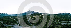 Drone shot of Mount Rainier Stratovolcano in Washington State