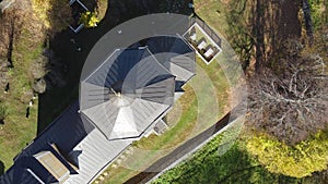 Drone shot over abandoned church