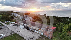 Drone shot over Mielno Hangars of the Luftwaffe base in Uniescie Seaplanes in Mielno photo