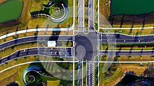 Drone shot of the Roadway Intersection at Mirada, San Antonio, Florida, USA