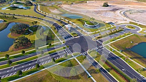 Drone shot of the Roadway Intersection at Mirada, San Antonio, Florida, USA