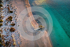 Drone shot of the sea in Busselton Foreshore, Geographe Bay in Western Australia