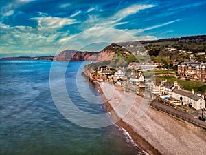 Drone shot of Sidmouth Beach