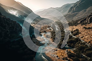 Drone shot of a valley in Crete, generative AI