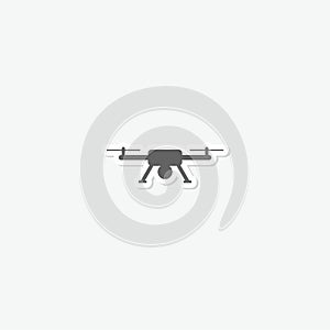 Drone simple icon sticker isolated on gray background