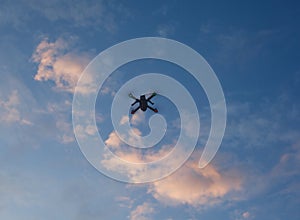 Drone in the sky during sunrise