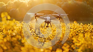 The drone spraying crops. AI generated photo