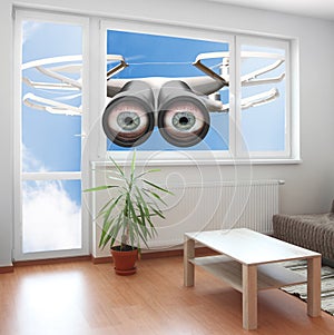 Drone spying through window. photo