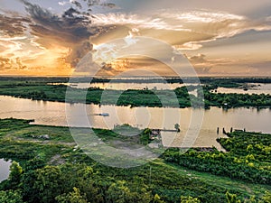 Drone Sunrise in Venice, Louisiana photo