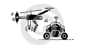 Drone Surveillance System. Automated Monitoring and Security Tech, vector design Generative AI