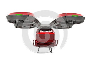 Drone taxi on white background rear view