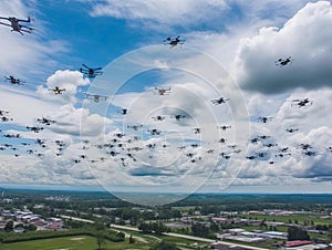 Drone taxis speeding through sky