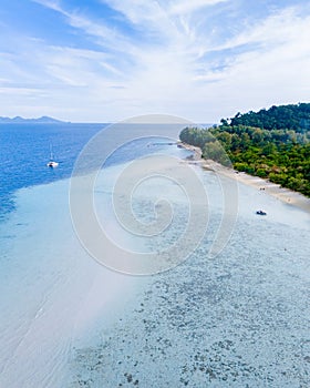 drone top view Koh Kradan tropical Island in the Andaman Sea Trang in Thailand