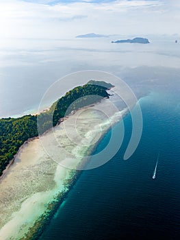 drone top view Koh Kradan tropical Island in the Andaman Sea Trang in Thailand