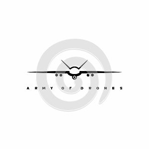 Drone, UAV shop logo, poster.Vector illustration