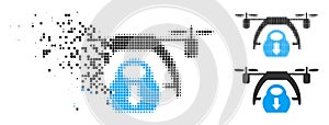 Broken Dot Halftone Drone Unloading Icon