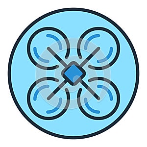 Drone vector Multirotor colored round icon. Quadcopter symbol