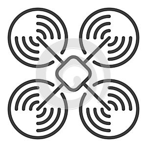 Drone vector Quadcopter concept thin line minimal icon