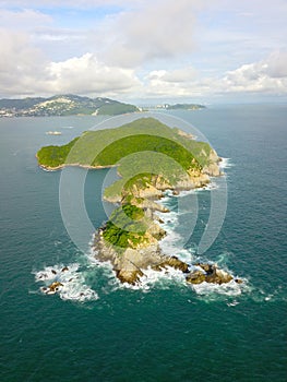 Drone vertical view of the south side of the island of La Roqueta photo