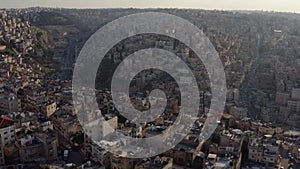 Drone video of the Arab capital Amman Jordan.