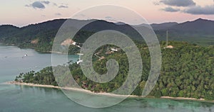Drone video of a flight over paradisiacal Maremegmeg beach near El Nido on the Philippine island of Palawan