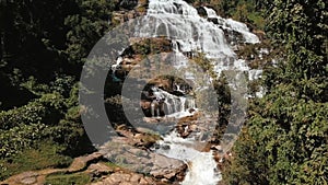 Drone video of a Mae Ya waterfall in Chiang Mai, Doi Inthanon, Thailand, Asia