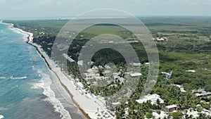 Drone Video - Point of Interest Shot Displaying the Beach in Tulum, Mexico - 500% Speed - 24fps - 4K