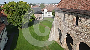 Drone view at the abbey of Lorsch in Germany