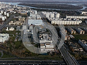 Drone view of Belgrade city, New Belgrade district