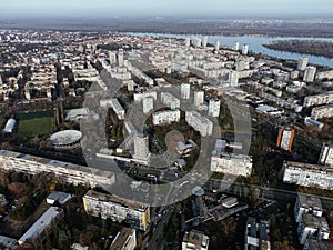 Drone view of Belgrade city, New Belgrade district