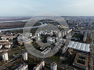 Drone view of Belgrade city, New Belgrade district