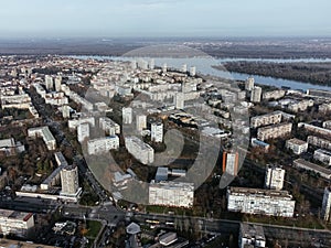 Drone view of Belgrade city, New Belgrade district
